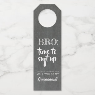 Suit Up - Funny Groomsmen Best Man Proposal Bottle Hanger Tag