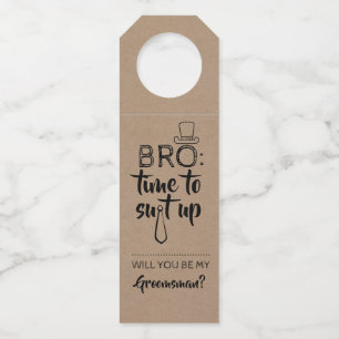 Suit Up - Funny Groomsmen Best Man Proposal Bottle Hanger Tag