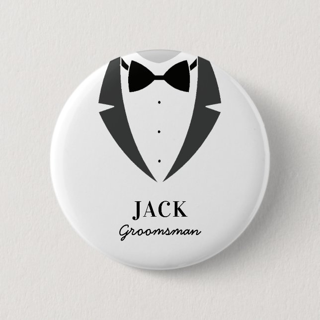 Suit up groomsman best man 6 cm round badge button (Front)