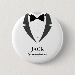 Suit up groomsman best man 6 cm round badge button