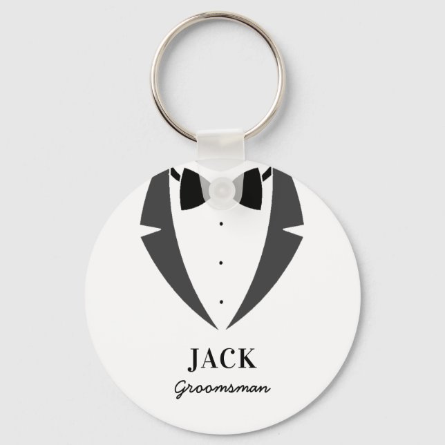 Suit up groomsman best man keychain (Front)