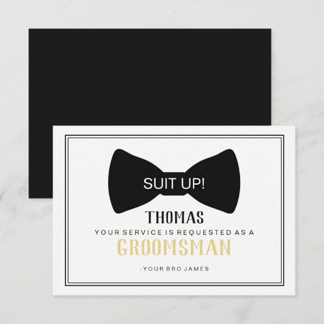 Suit Up Groomsman Card - Black Tie (Front/Back)
