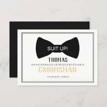 Suit Up Groomsman Card - Black Tie by Evented at Zazzle