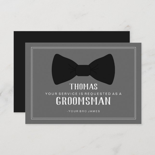 Suit Up Groomsman Card - Black Tie (Front/Back)