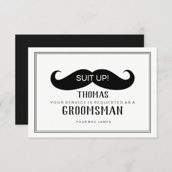 Suit Up Groomsman Card - Stache by Evented at Zazzle