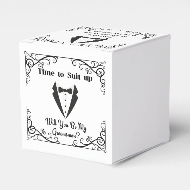 suit up groomsman proposal stylish modern minimal favor boxes (Front Side)