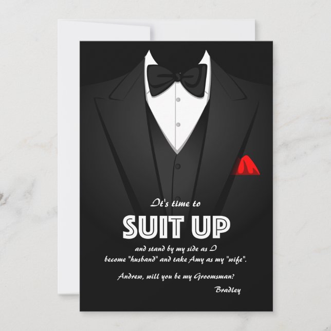 Suit Up Groomsman Request Card (Front)