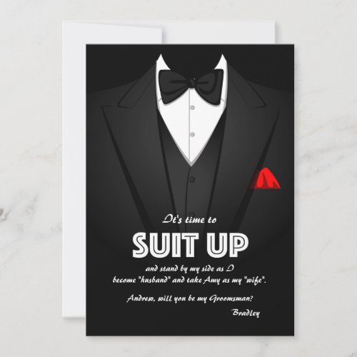 Suit Up Groomsman Request Card