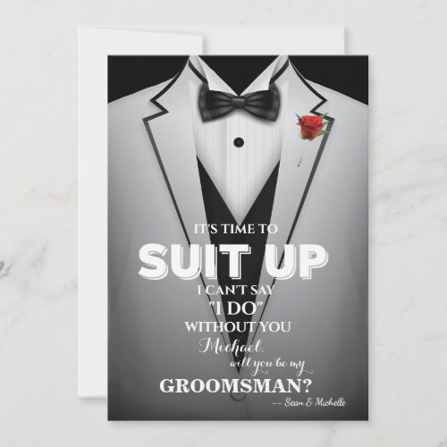 Suit Up Groomsman Tuxedo Invitation