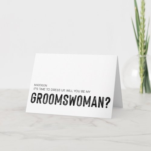 Suit Up Groomswoman Request Bridal Party Asking Card