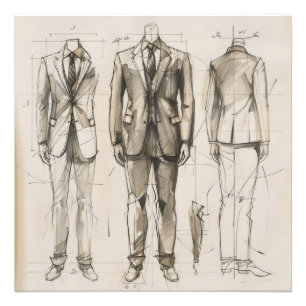Suit Vintage Design Sketch Photo Print