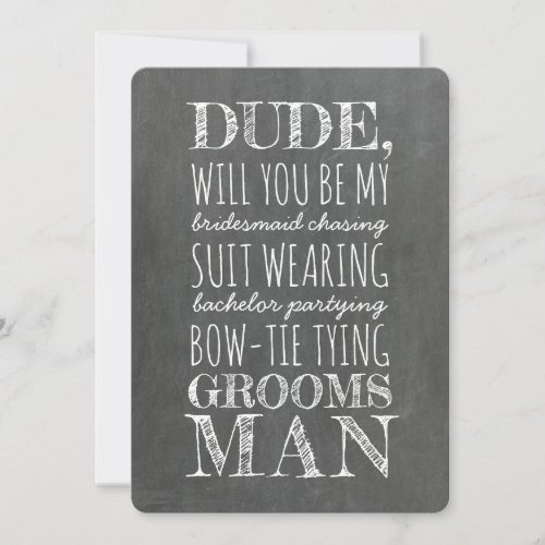 Suit Wearing Groomsman Funny Proposal Invitation