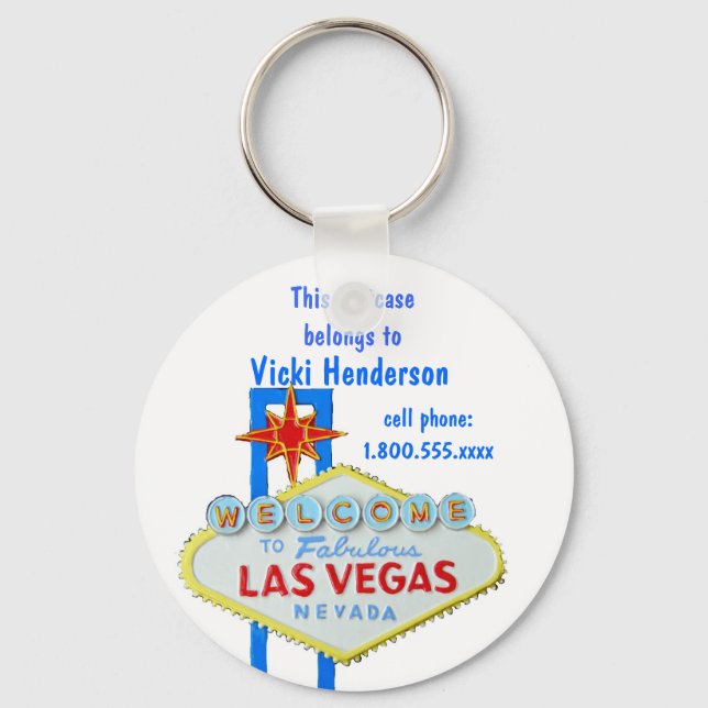 Suitcase Bag Tag Las Vegas Sign Keychain (Front)