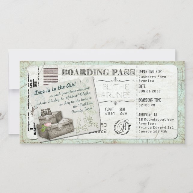 Suitcase Boarding Pass Invitation (Front)