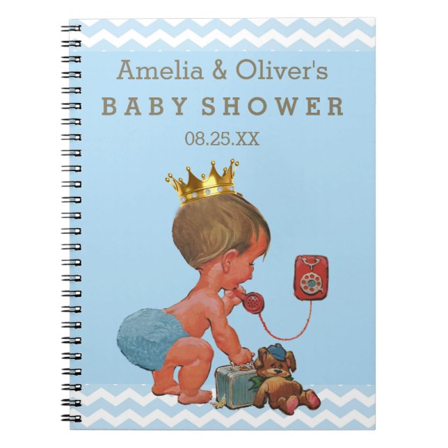 Suitcase Prince on Phone Baby Shower Guest Book (Front)