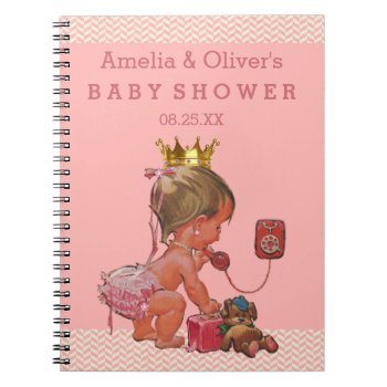 Suitcase Princess On Phone Baby Shower Guest Book by GroovyGraphics at Zazzle