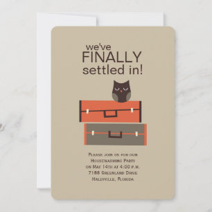 Suitcases and Owl Housewarming Invitation