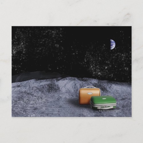 Suitcases on the Moon Postcard
