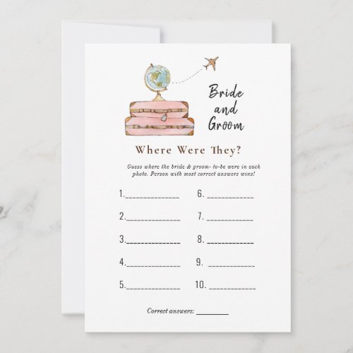 Suitcases  Where were they Bridal shower game Invitation