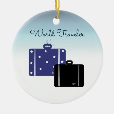 Suitcases World Traveler Ceramic Ornament