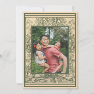 Suite de Paysages Ornate French Photo Green Border Holiday Card