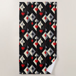 Suits of playing cards in poker. beach towel