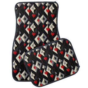 Suits of playing cards in poker.  car floor mat
