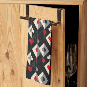 Suits of playing cards in poker. kitchen towel