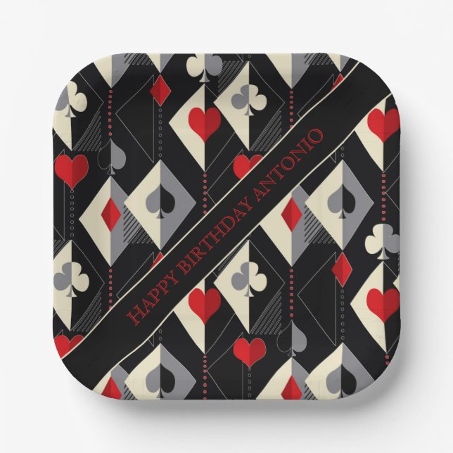 Suits of playing cards in poker.  paper plates (Front)