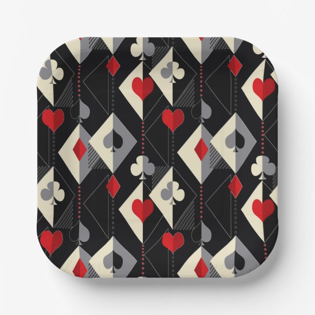 Suits of playing cards in poker.  paper plates (Front)
