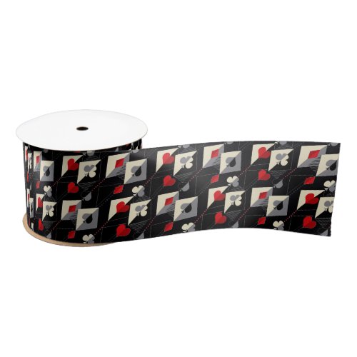 Suits of playing cards in poker  satin ribbon