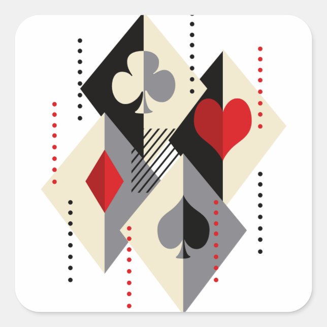 Suits of playing cards in poker.  square sticker (Front)