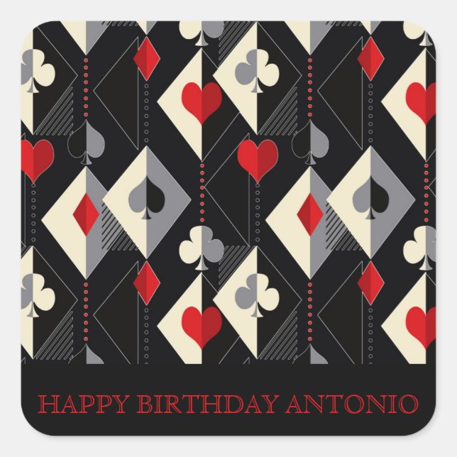 Suits of playing cards in poker.  square sticker (Front)