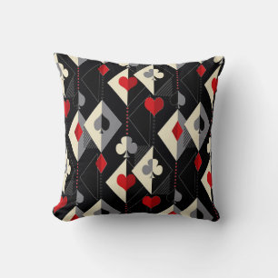 Suits of playing cards in poker.  throw pillow