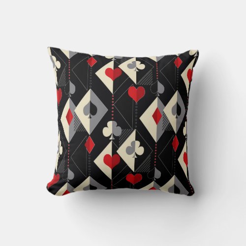 Suits of playing cards in poker  throw pillow