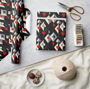 Suits of playing cards in poker.  wrapping paper