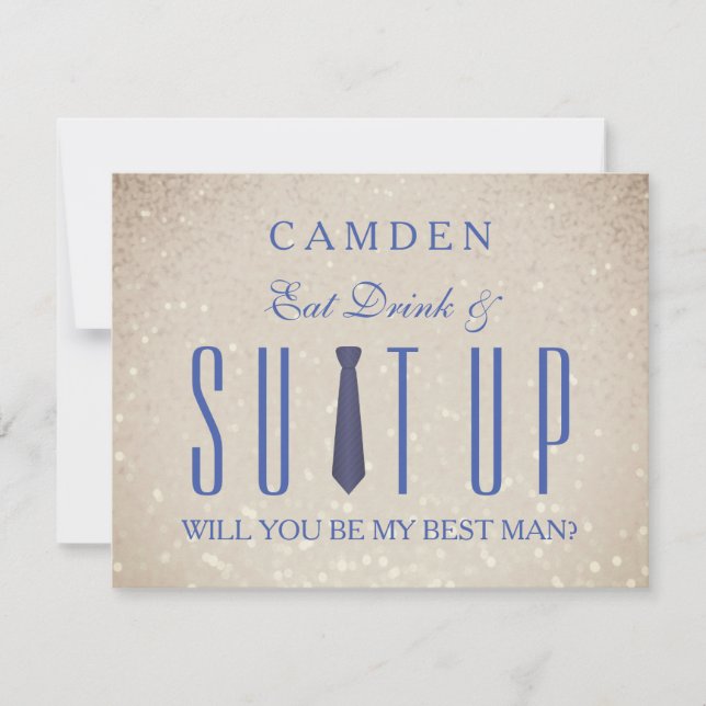 Suitup Will you be my Bestman Glitter Invitation (Front)