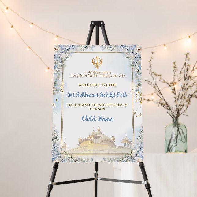 Sukhmani Sahib Ji Path Welcome Sign,  Foam Board (In Situ (Stand))