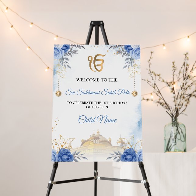 Sukhmani Sahib Path 1st Birthday Welcome Board (In Situ (Stand))