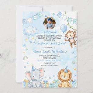 Sukhmani Sahib Path Baby Boy 1st Birthday Card