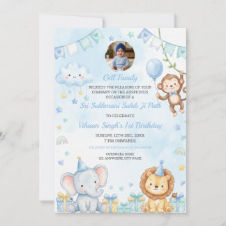 Sukhmani Sahib Path Baby Boy 1st Birthday Card