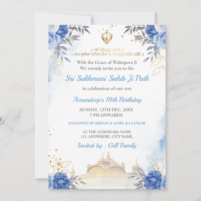 Sukhmani Sahib Path Birthday Card (Front)