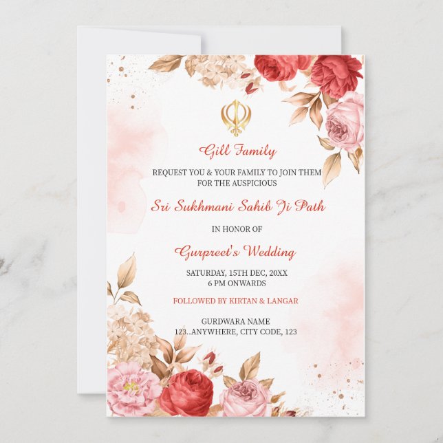 Sukhmani Sahib Path Invitation, Akhand Path Invite (Front)