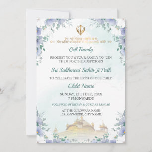 Sukhmani Sahib Path Invite, Birth Announce Card