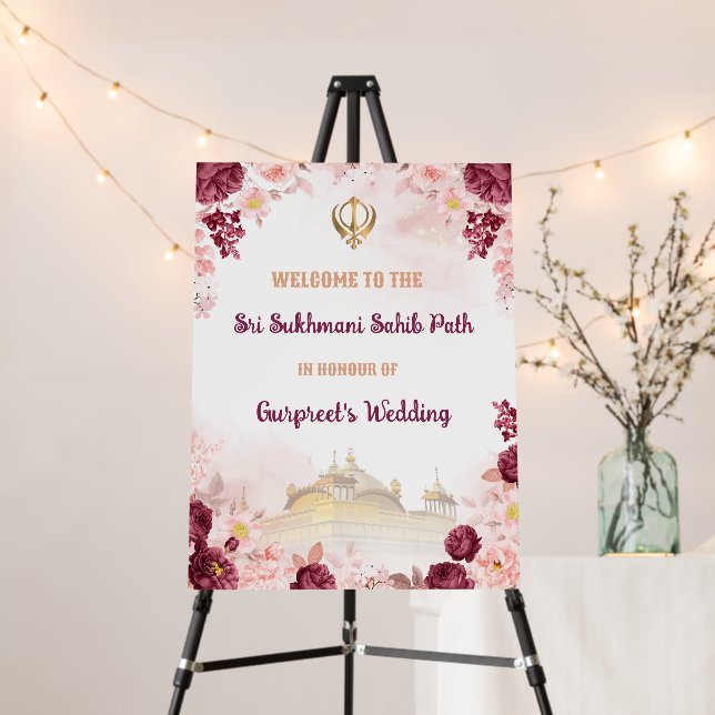 Sukhmani Sahib Path Welcome Sign for Wedding (In Situ (Stand))