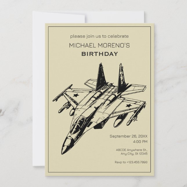 Sukhoi Aircraft Birthday Invitation (Front)