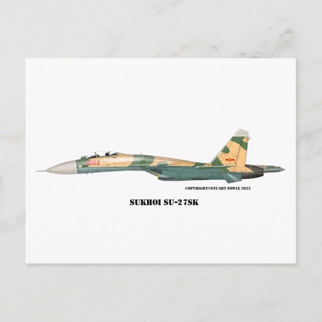 Sukhoi SU-27SK Flanker Postcard (Front)