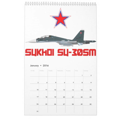 Sukhoi Su_30SM Russian Air Force VKS Calendar