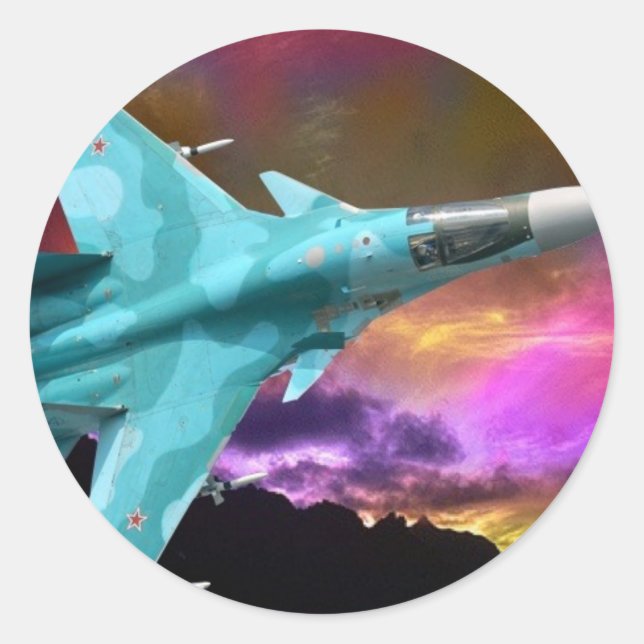 Sukhoi Su-47 (S-37) Berkut Supersonic Jet Fighter Classic Round Sticker (Front)