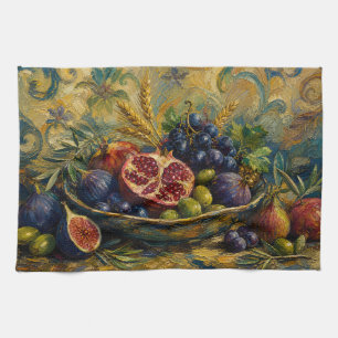 Sukkah Decorations, Seven Species Israel Sukkot Kitchen Towel